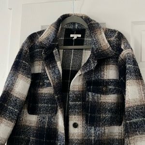 Plaid longline shacket